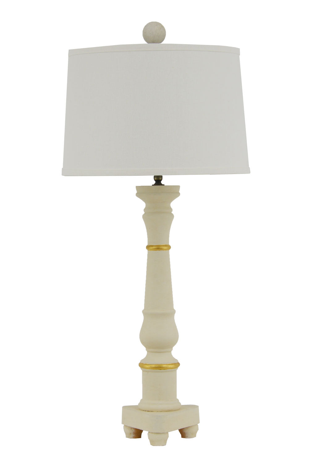 Hand Painted Wooden Lamp with Hand Brushed Gold