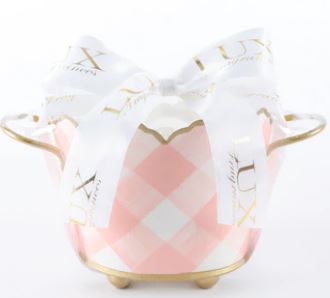 Gingham Cachepot Candle