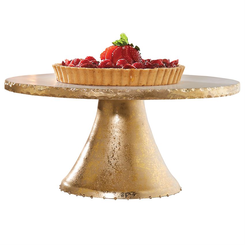 Gold Foil Marble & Tin Pedestal Stand
