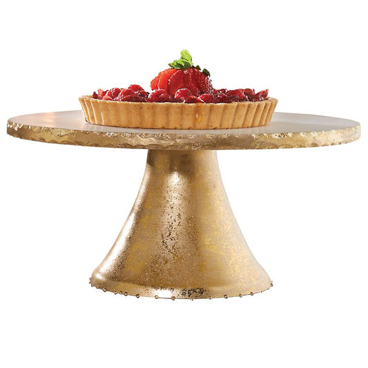 Gold Foil Marble & Tin Pedestal Stand