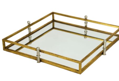 Square Gold and Silver Mirrored Tray