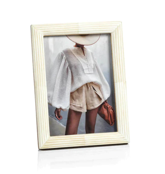 Etched White Bone Photo Frame
