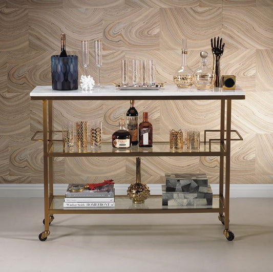 Servo Metal Bar with Makrana Albeta Marble Top