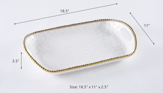 Golden Salerno Rectangular Tray with Handles
