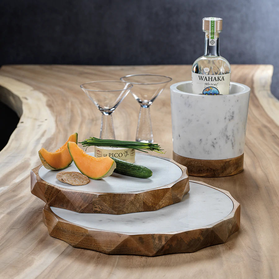 San Ramon Wood and White Marble Board