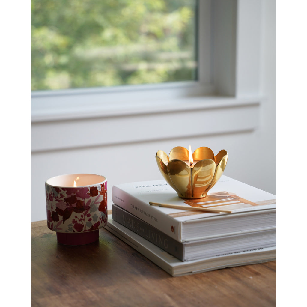 Small Metal Flower Candle