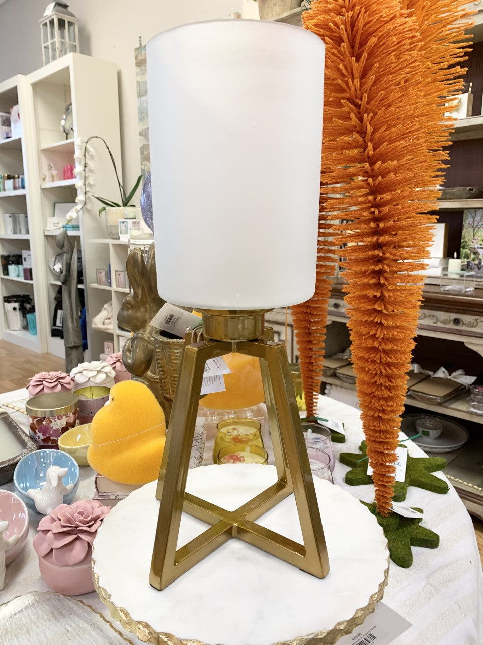 Cebu Candle Hurricane on Gold Metal Base
