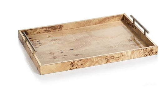 Leiden Burl Wood Rectangular Tray