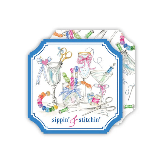 Handpainted Sippin and Stitchin Colorful Needlepoint Cocktails