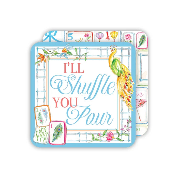 I'll Shuffle you Pour Mahjong Tiles Yellow Peacock