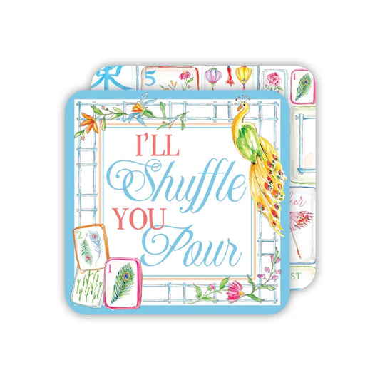 I'll Shuffle you Pour Mahjong Tiles Yellow Peacock