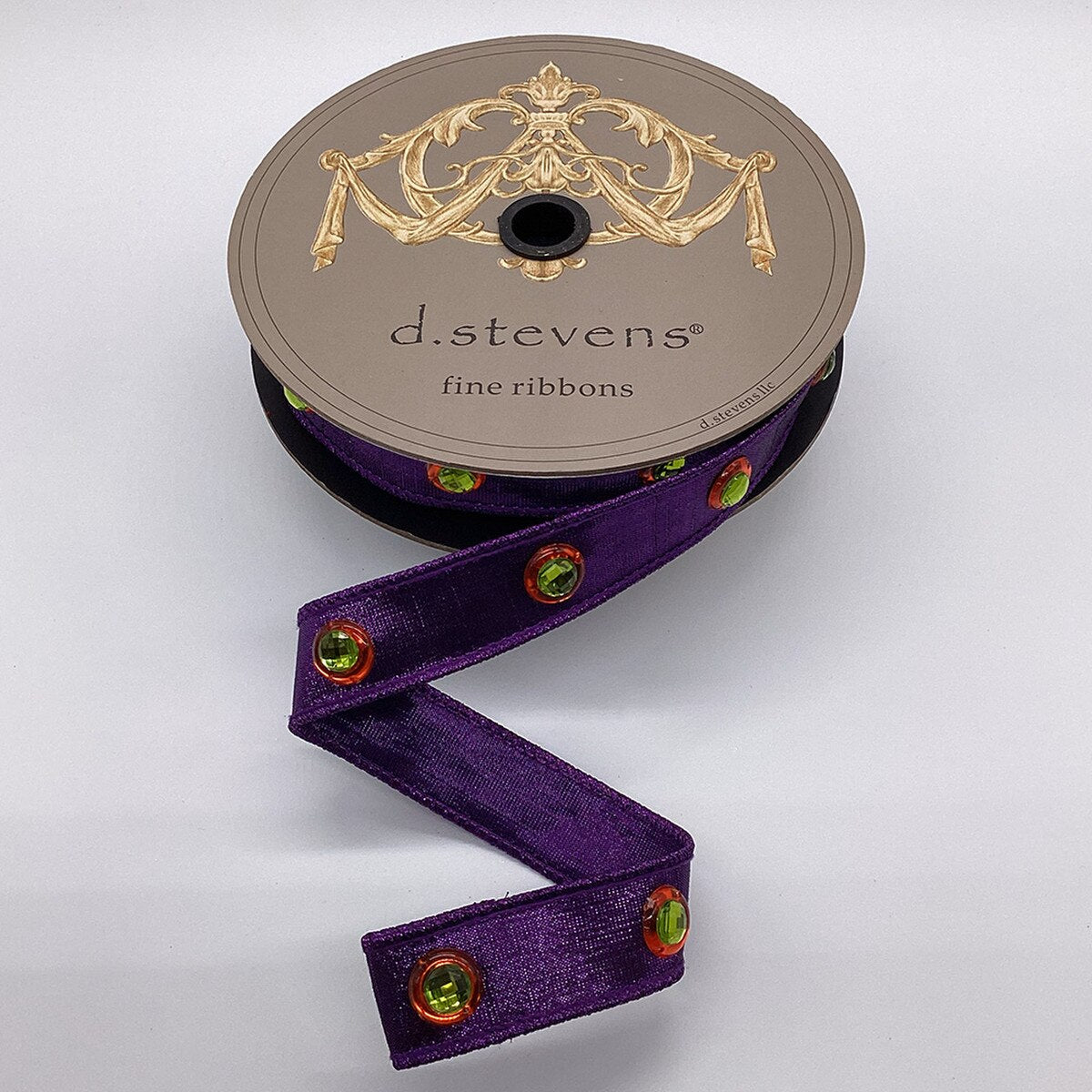 Purple, Orange, Green Metallic Dupion Jewel Center Trim- 1" x 2 yd