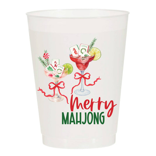 Merry Mahjong Cocktails Frosted Cups - Christmas: Pack of 6