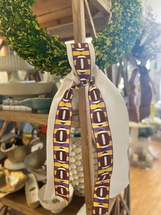 2 Yds Ribbon Pack - Purple and Gold Football Stripe on White Velvet