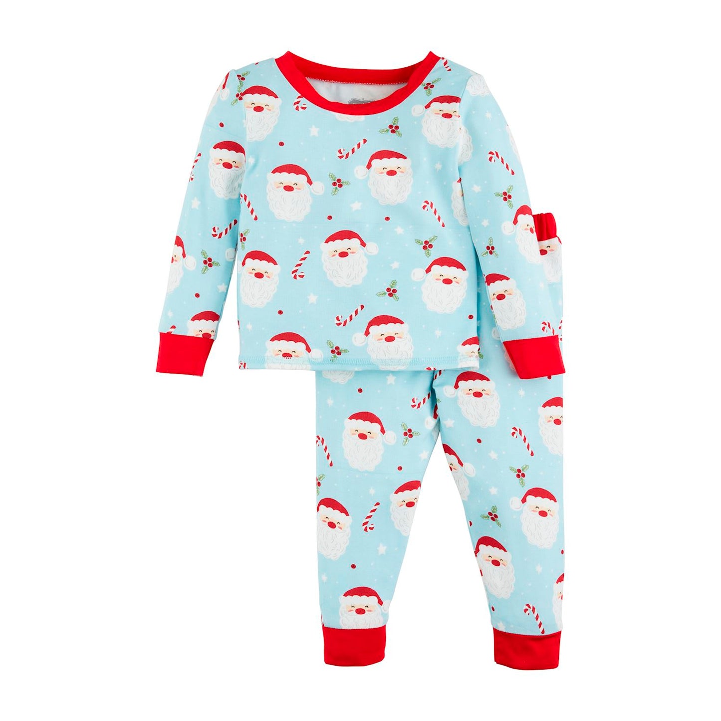 Blue Santa Glow-In-The-Dark Pajama Set