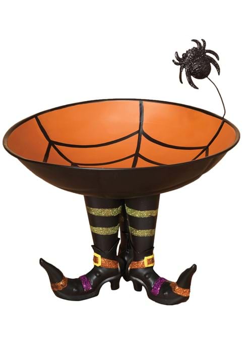 Metal Candy Bowl on Witch Boots and Spider Decoration