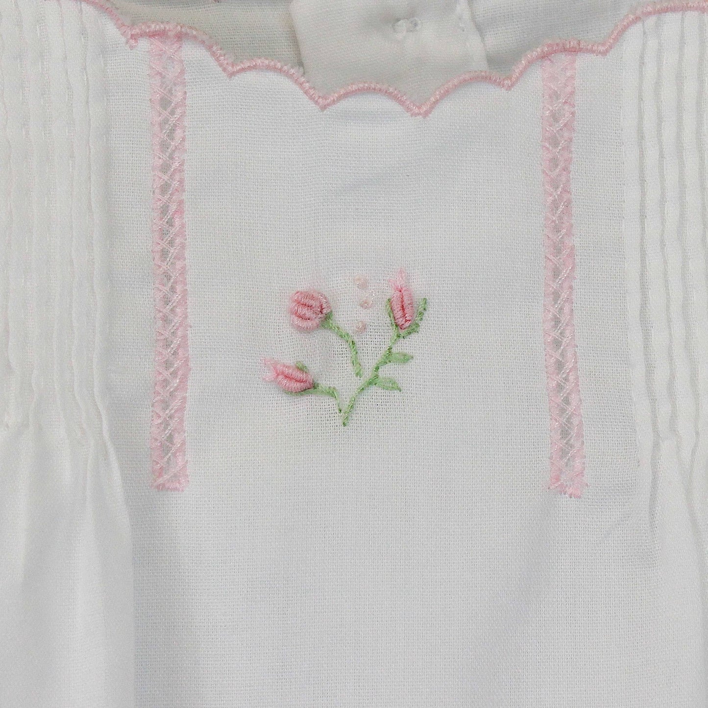 Flower Embroidered Heirloom Bag & Hat: Pink / Newborn