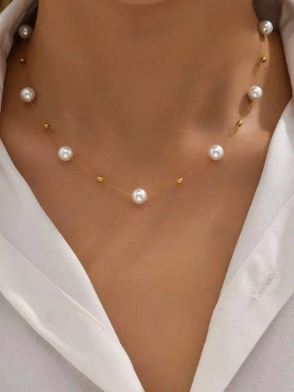 Gold Pearl Necklace