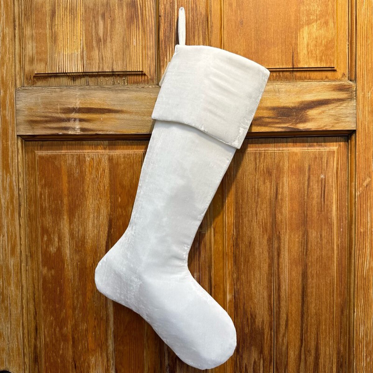 25" White Vintage French Velvet Stocking