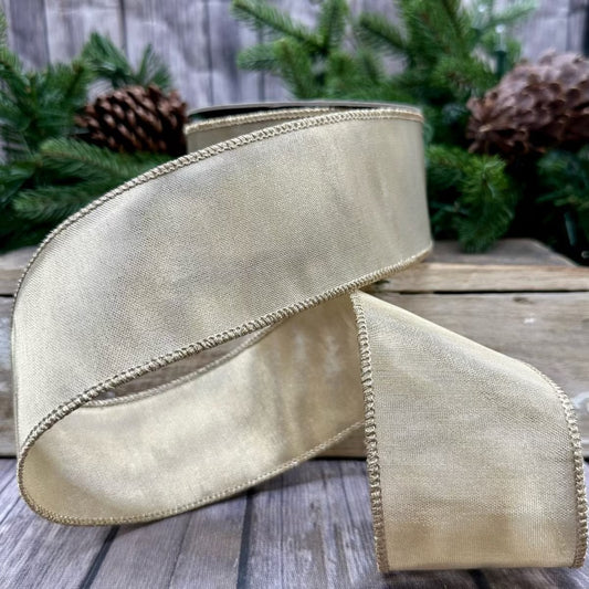 2.5" Metallic Mesh Ribbon, Gold