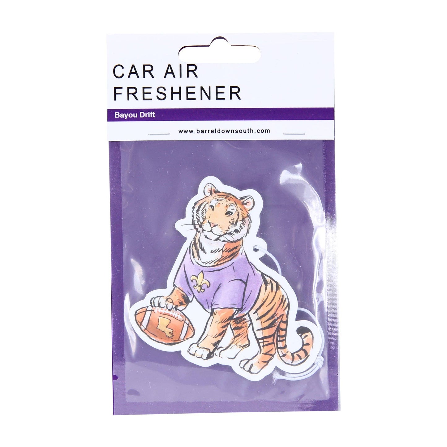 Gold and Purple Tiger LA State Shape Air Freshener- Bayou Drift Fragrance