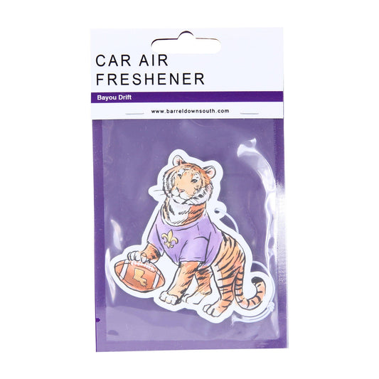 Gold and Purple Tiger LA State Shape Air Freshener- Bayou Drift Fragrance