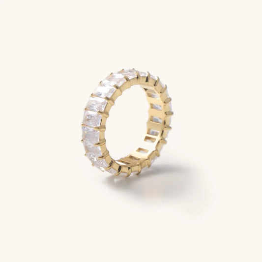 Waterproof Gold Crystal Ring: 6