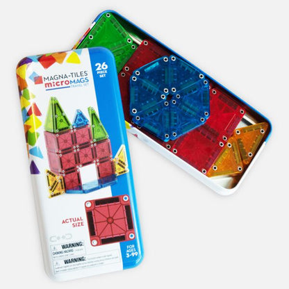 MAGNA-TILES MicroMags 26 Piece Travel Set: Bold Colors