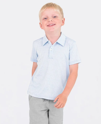 Windsurfer Blue Micro Stripe Short Sleeve Performance Polo