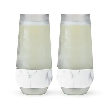 Champagne FREEZE™ Insulated Cooling Cups - Marble - Set of 2