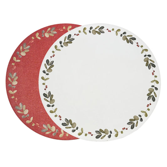 VIDA Holly Reversible Placemats Set of 4 (red & green)