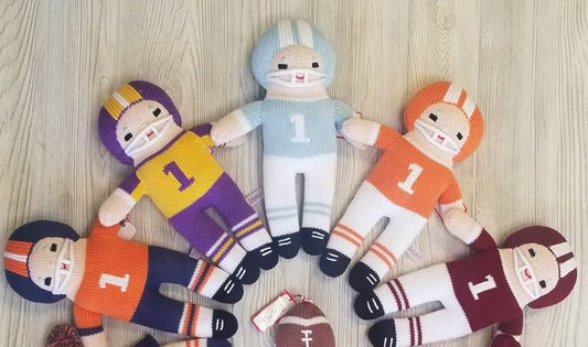 Football Player Knit Dolls: Purple/Gold