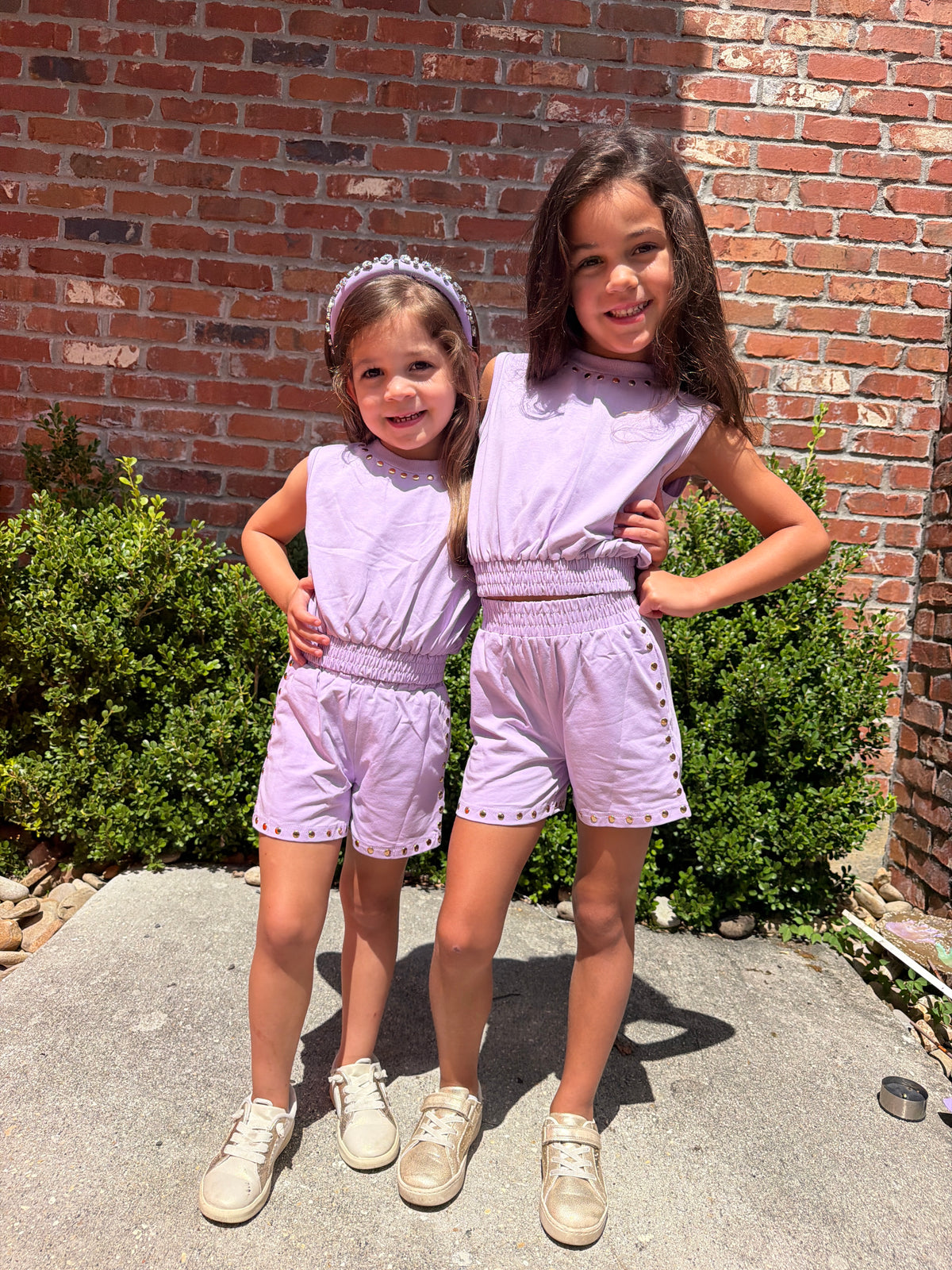 Girls LSU Gold Stud Lavender 2 Piece Set
