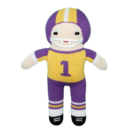 Football Player Knit Dolls: Purple/Gold