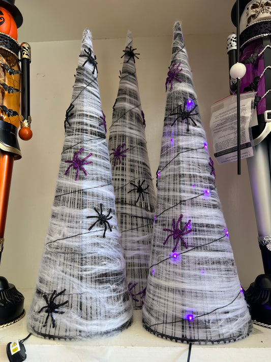 Lighted Halloween Spider Web Cone