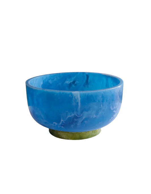 RESIN Rio Small Round Bowl with Base (Blue and Green)