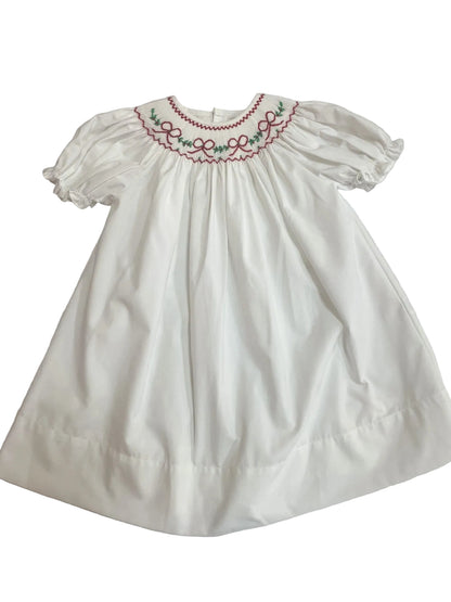 Red Bows and Garland White Smocked Dress
