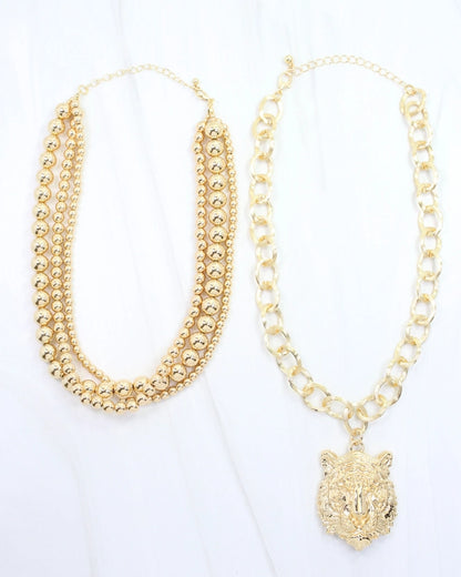 Bree Beaded Layered Tiger Necklace