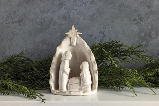 White Stoneware Nativity Scene