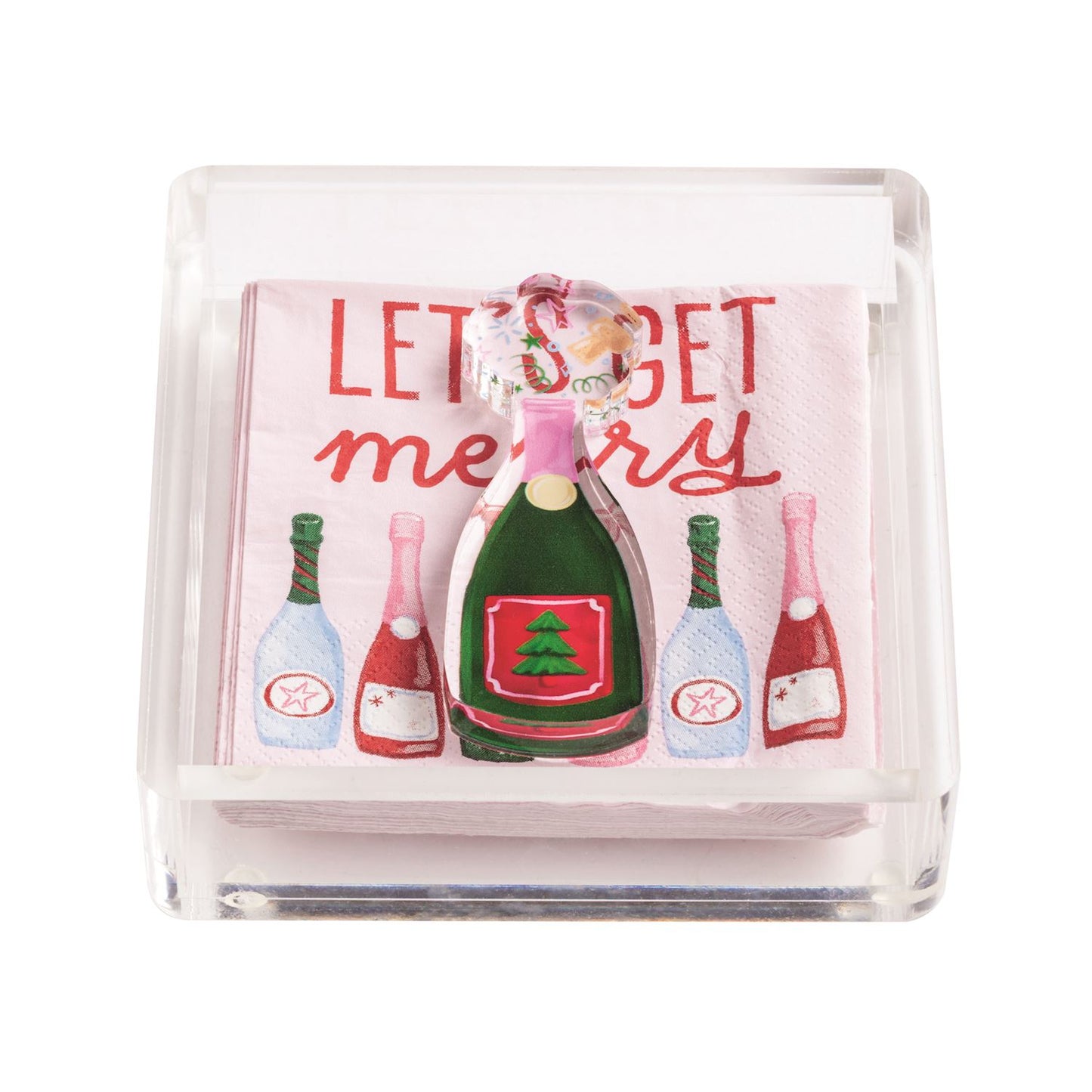 Let's Get Merry Holday Bar Napkin Caddy Set