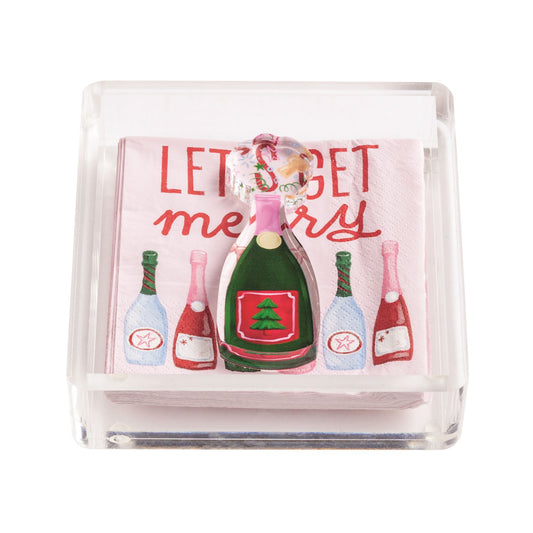 Let's Get Merry Holday Bar Napkin Caddy Set