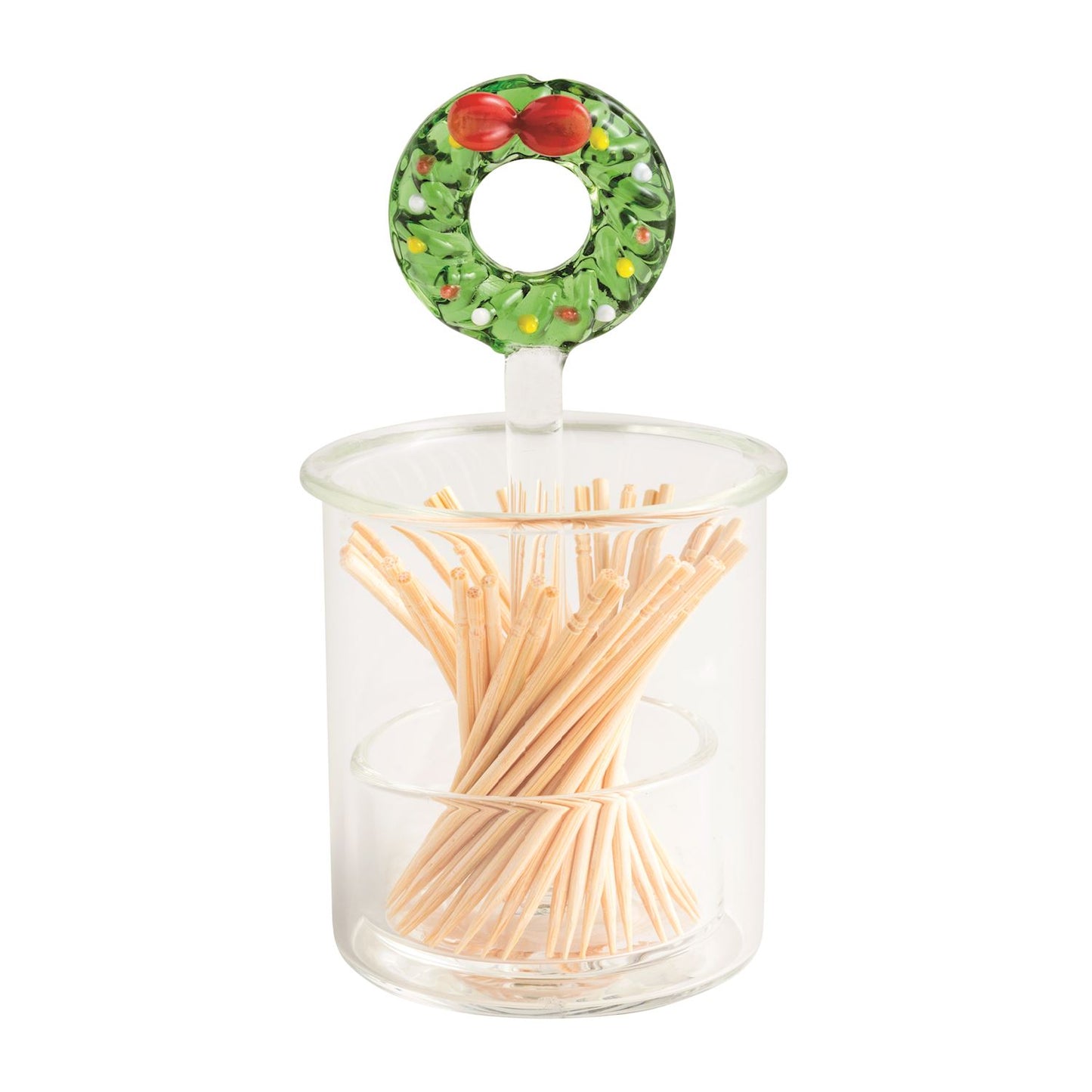Wreath Glass Toothpick Caddy Set