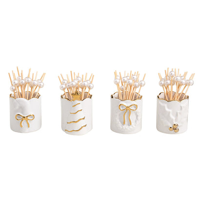 Gold Holiday Toothpick Holder