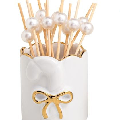 Gold Holiday Toothpick Holder