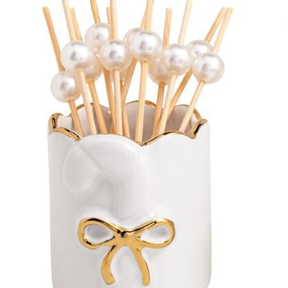 Gold Holiday Toothpick Holder