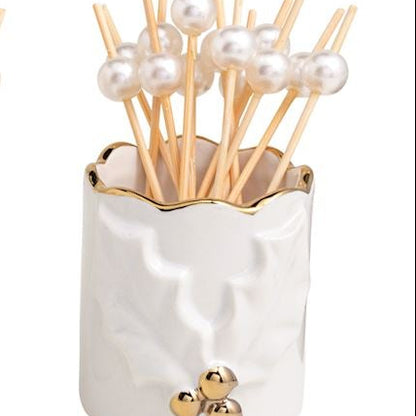 Gold Holiday Toothpick Holder