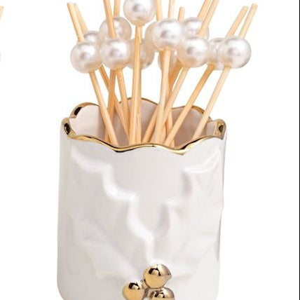 Gold Holiday Toothpick Holder
