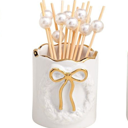 Gold Holiday Toothpick Holder