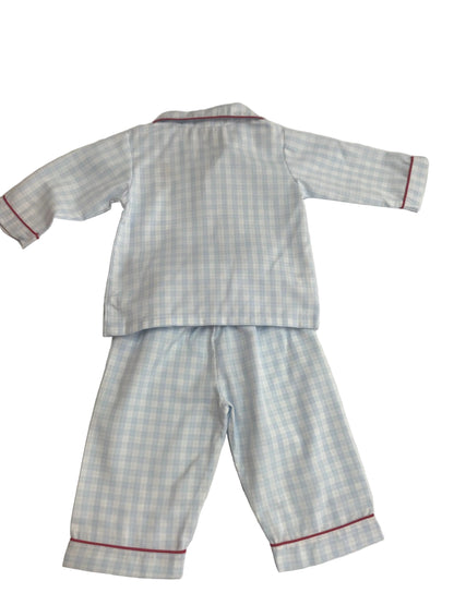 Nutcracker Embroidered Blue Plaid PJ Set