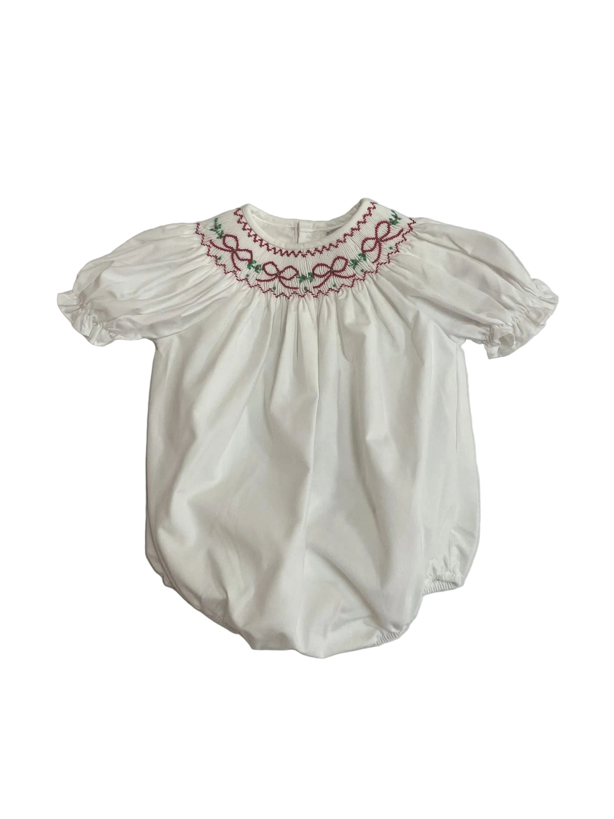 Red Bows and Garland White Smocked Bubble